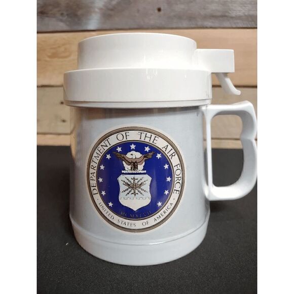 VINTAGE United States Air Force Thermo-Serv Travel Coffee Cup Mug Made in USA - Picture 2 of 5